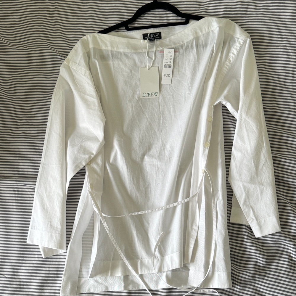 J. Crew Women's White Blouse with Belt